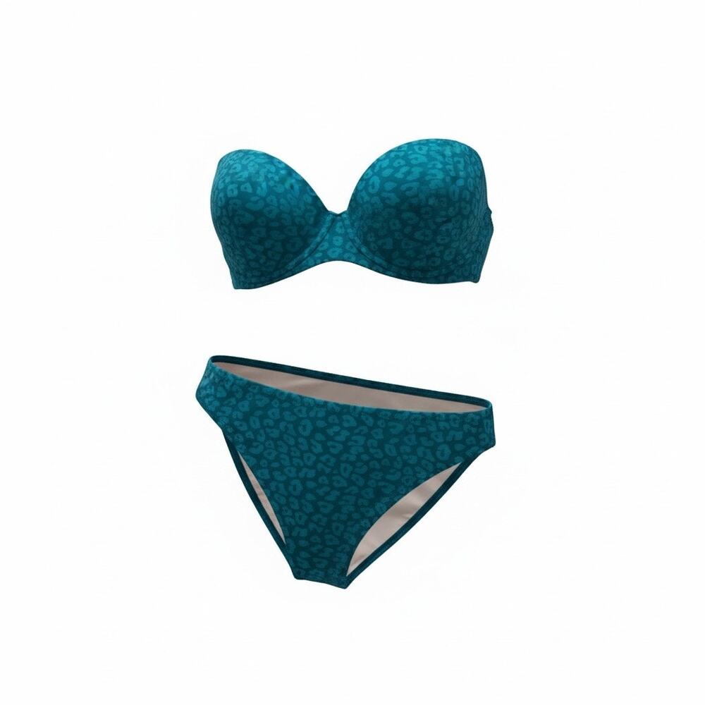 Shade and Shore XL Beach 2-piece leopard print strappy swim set